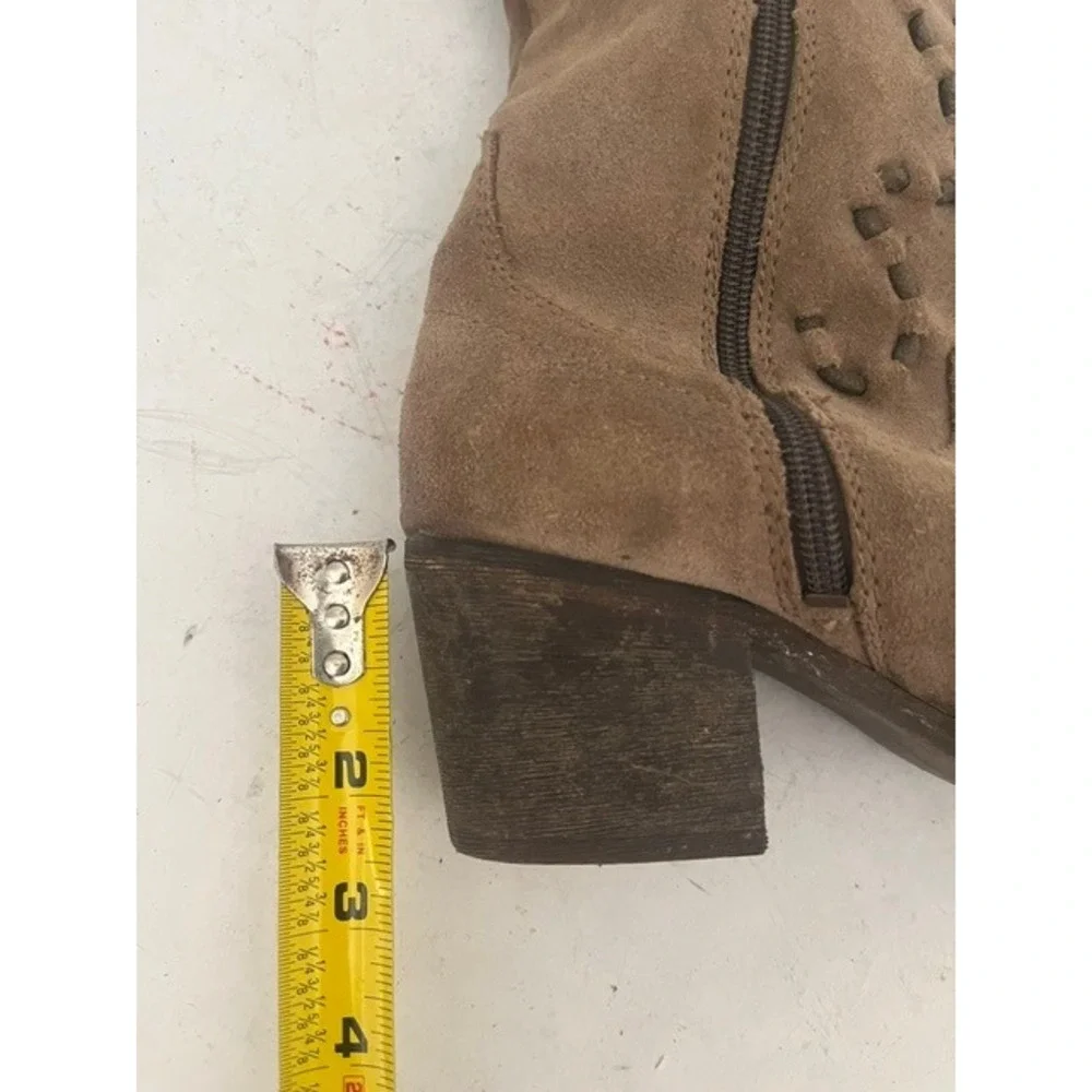 Carlos by Carlos Santana Noble Tan Suede Over The Knee Studded Boots 6.5M